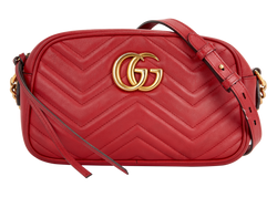 Medium Marmont Camera Bag, Leather, Red, 7632, 2*